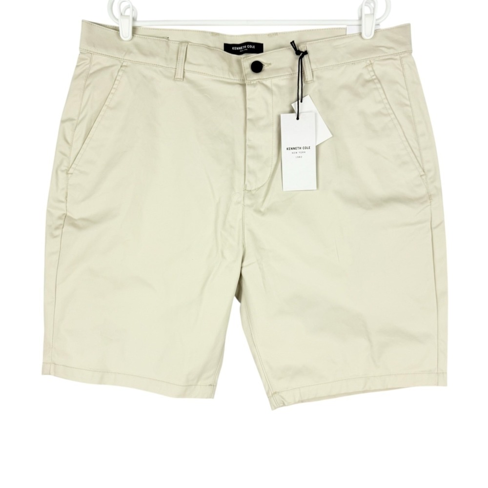 Kenneth Cole Mens "Today is your Day" Stretch Light Khaki Chino Shorts Sz 38 NWT